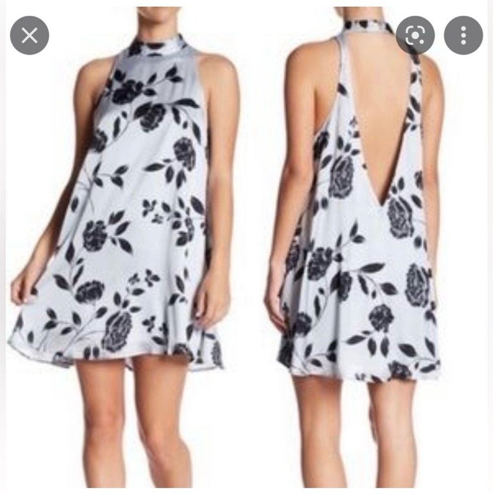 Show Me Your Mumu V-Back Halter Dress Blue Floral Size XS